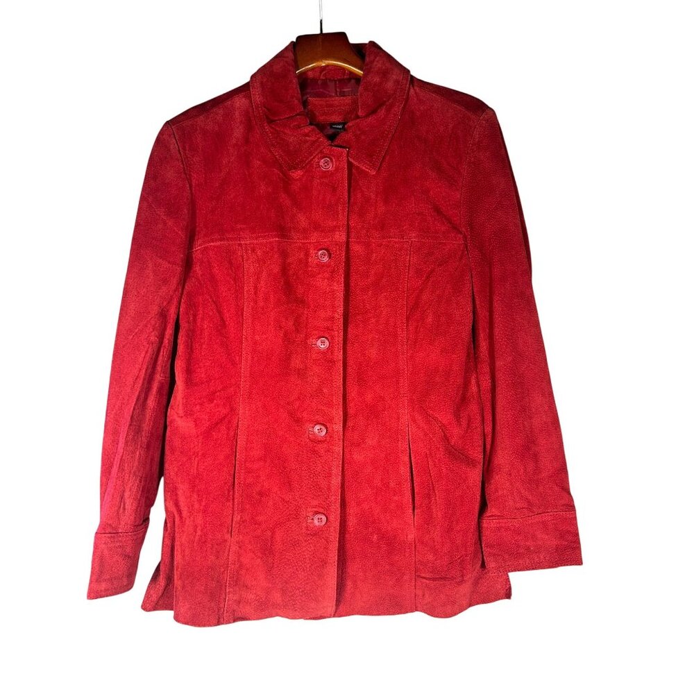 Vintage Red Suede Leather Jacket by Jaclyn Smith Button-Front Womens Size M - Picture 3 of 12